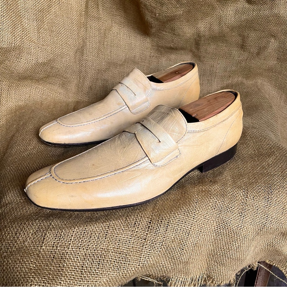 Ben Sherman Cream Leather Penny Loafers